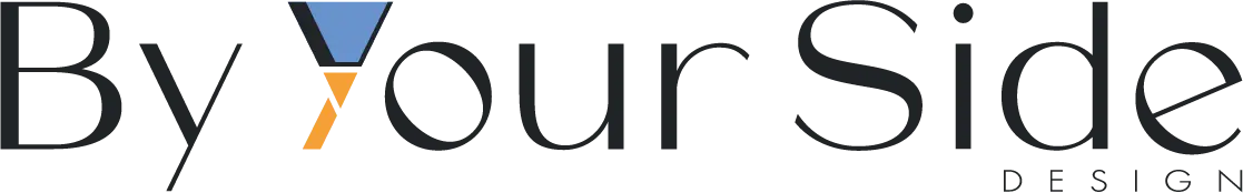 Logo de By Your Side Design en version horizontale blanche