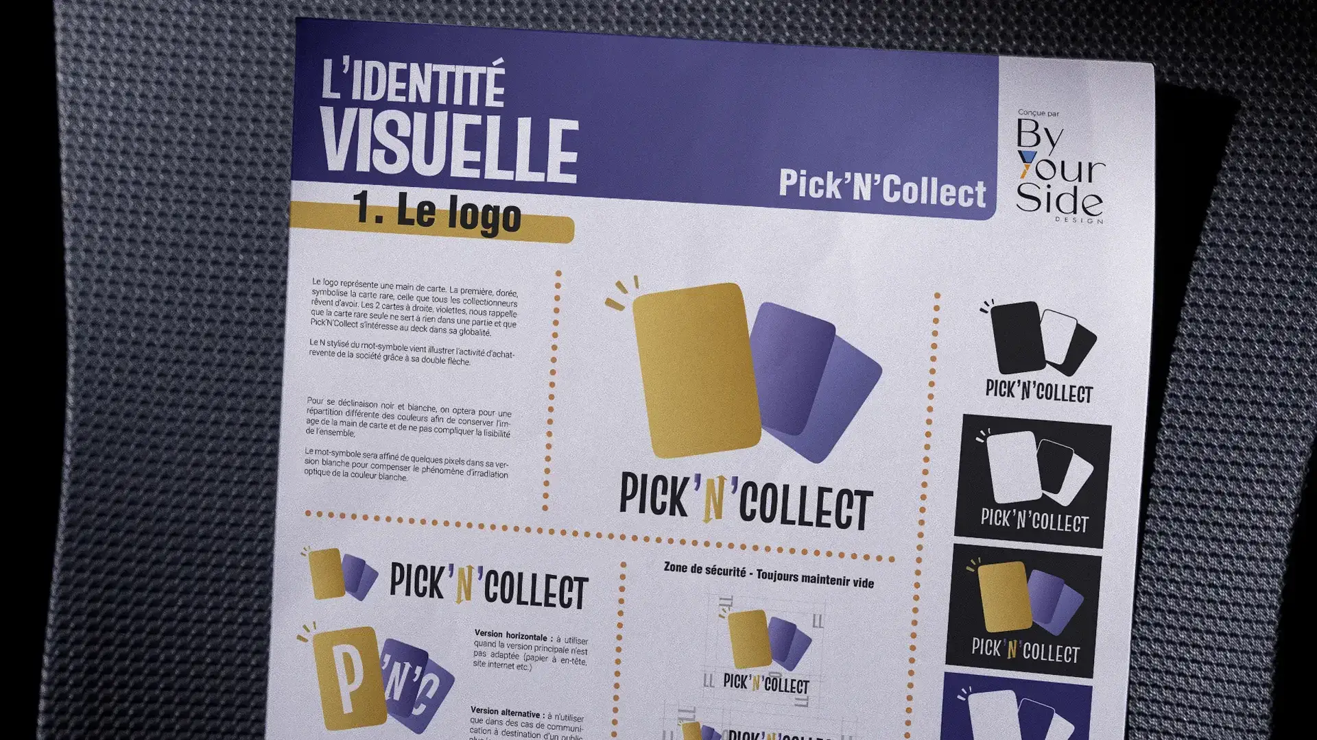 Extrait de la charte graphique Pick’N’Collect présentant le logo, ses déclinaisons et ses règles d’utilisation